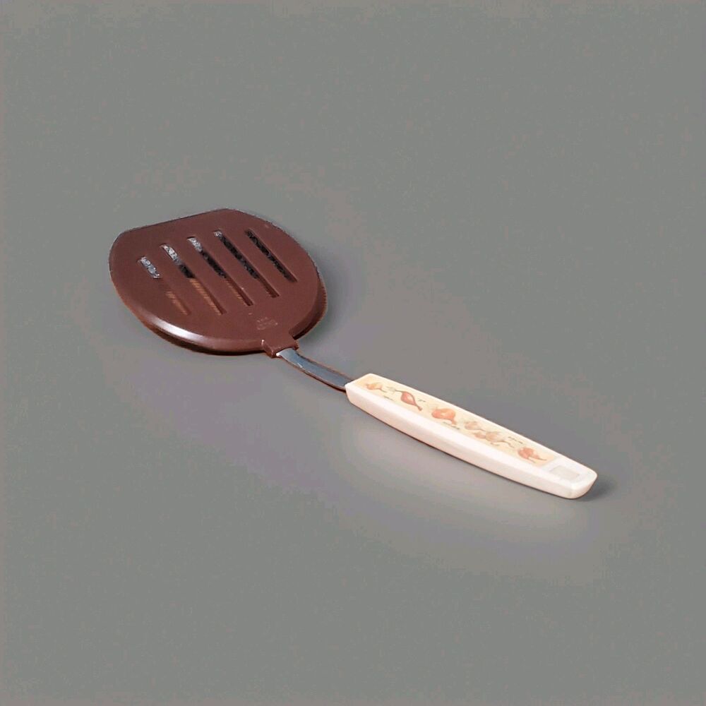 Vintage Ekco Spatula Brown And Tan Slotted Vegetable Logo Kitchen Utensil USA